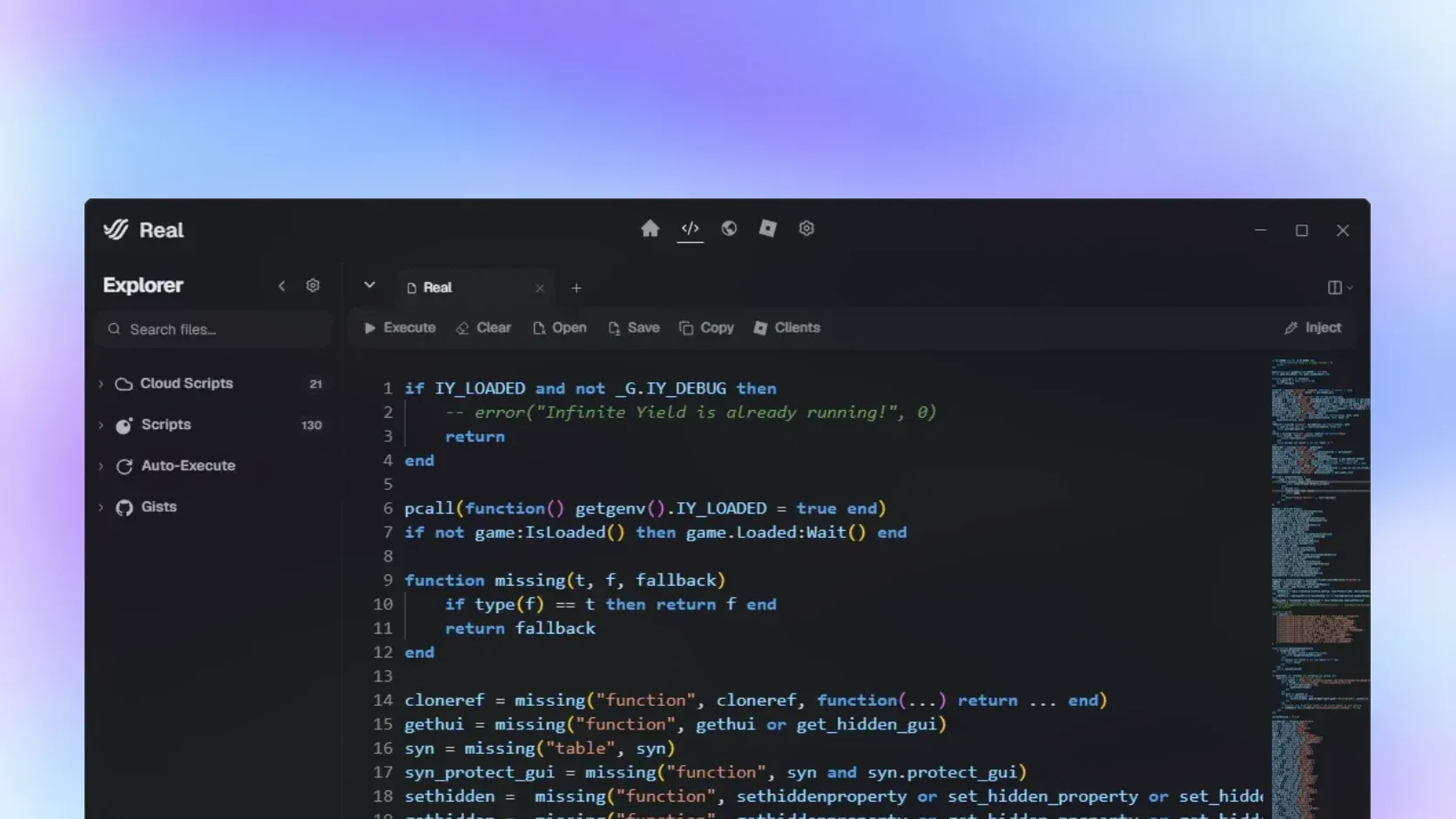 Antarmuka editor kode Real