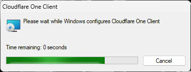 Cloudflare One Client setup running on Windows.