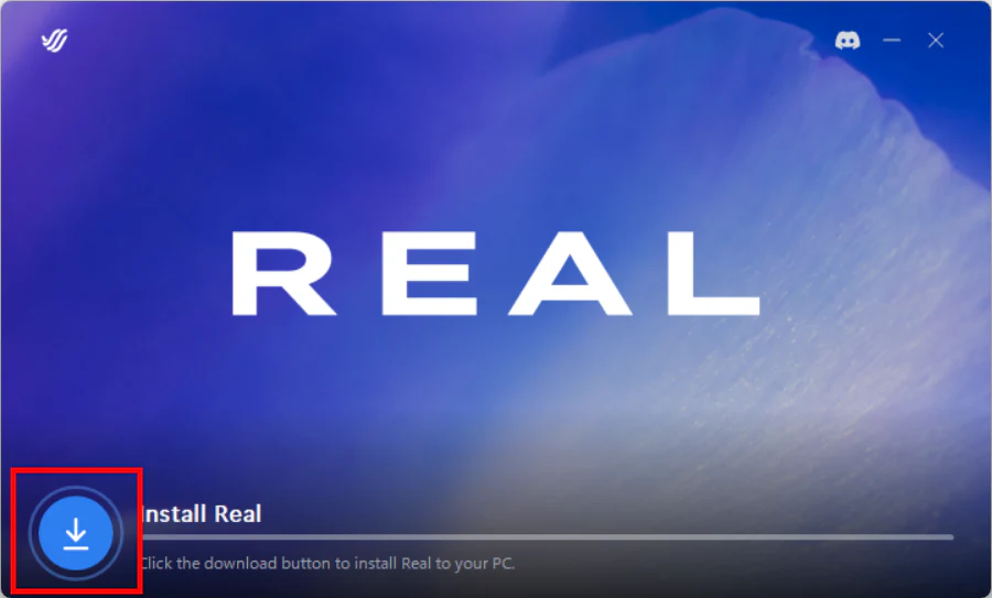 مثبت RealSetup مع تمييز زر download الأزرق